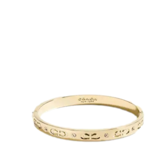 Coach Kissing C Hinged Bangle Bracelet, Gold - Picture 1 of 7